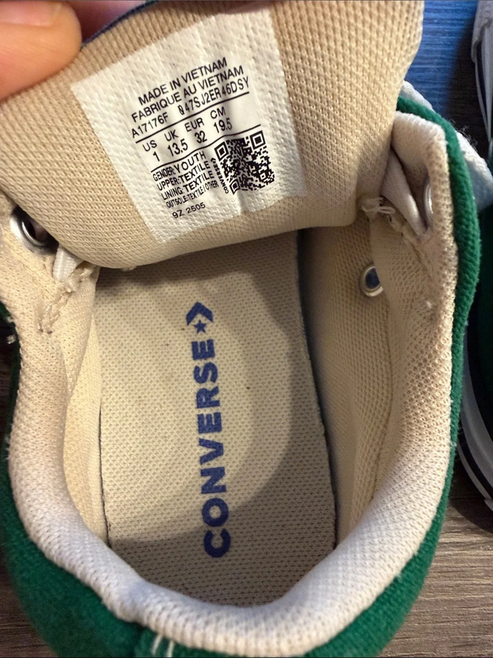 Converse Kids Green Low-Top Canvas Sneakers with White Laces